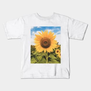 Sunflowers and blue sky Kids T-Shirt